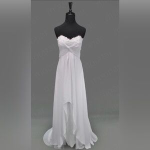 Strapless A-Line Chiffon Beaded Lace Up
Wedding Dress